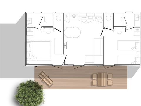 MOBILHOME 4 personnes - Corbara - 2 chambres - 2 salles de bain