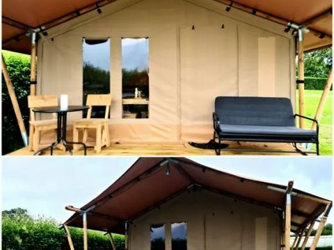 Tente en toile et en bois 4 personnes - Lodge Safari 2 Pièces 4 Personnes (2 adultes + 2 enfants -10 ans) + Jaccuzi