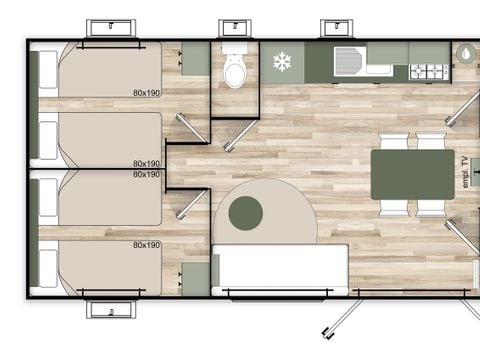 MOBILHOME 6 personnes - Lac de Sainte Croix (Premium) - 35m² 3 chambres