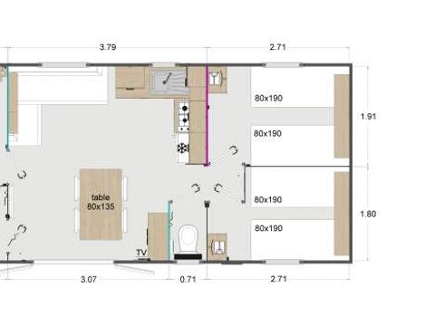 MOBILHOME 6 personnes - Prestige Famille - 35 m² - 3 Chambres