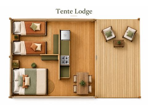 Tente en toile et en bois 5 personnes - Tente Lodge Luxe