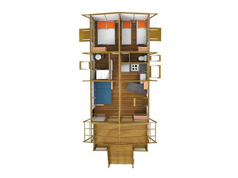 Tente en toile et en bois 5 personnes - Lodge Luxe nature surplombant la rivière avec vue panoramique - Climatisé