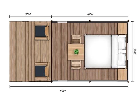 Tente en toile et en bois 2 personnes - Lodge Duo