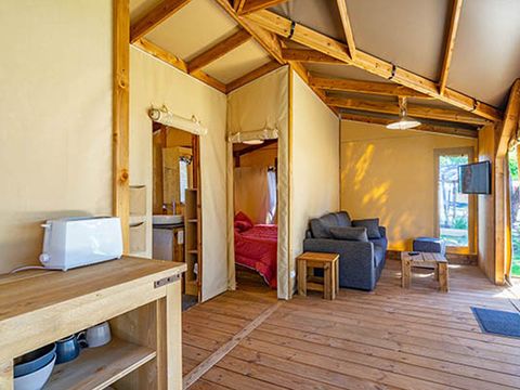 Tente en toile et en bois 5 personnes - Ecolodge Cotton Nature