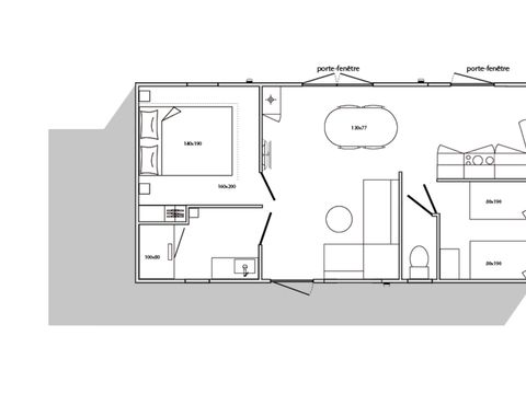 MOBILHOME 4 personnes - Sunêlia Luxe Traversant 2 Chambres - 1SDB - 31.6m²