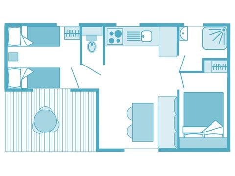 MOBILHOME 4 personnes - Prestige 32m² 2 chambres - climatisé