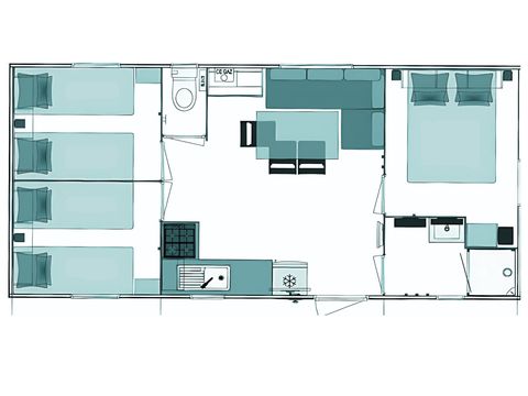 MOBILHOME 6 personnes - Prestige Plus 28m² 3 chambres - climatisé