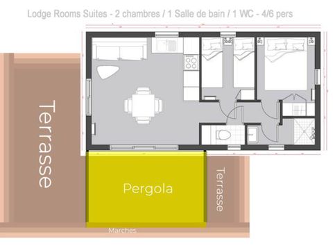 Lodge 4 personnes - Lodge Family 34,02 m² - 2 chambres + Terrasse + TV