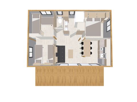 Chalet 4 personnes - Chalet Portland 35 m² - 3 chambres + Terrasse couverte + TV