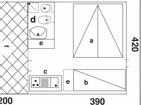 BUNGALOW 4 personnes - En dur - une pièce
