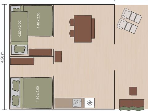 TENTE TOILE ET BOIS 5 personnes - Stella Maris - Tente Safari Lodge + air conditionné