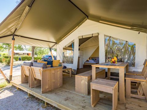 Tente en toile et en bois 4 personnes - Stella Maris - Tente Safari Confort + climatisation