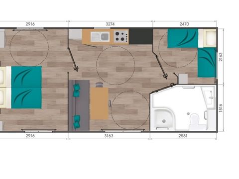 MOBILHOME 4 personnes - Confort+ 2 Chambres 4 Personnes PMR