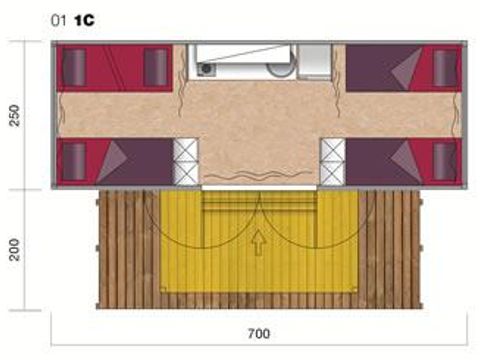 Tente en toile et en bois 4 personnes - Glam