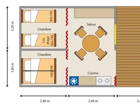 Tente en toile et en bois 4 personnes - Safari Lodge