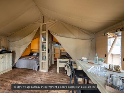 Tente en toile et en bois 5 personnes - Tente Lodge Insolite 2ch