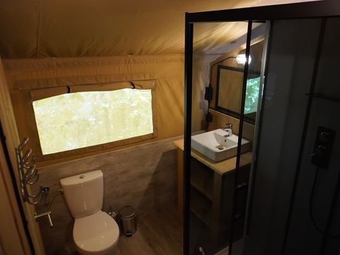 TENTE TOILE ET BOIS 4 personnes - Tente Safari 4 personnes avec sanitaires