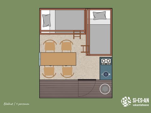 TENTE TOILE ET BOIS 4 personnes - Cabane en rondins | 4 personnes