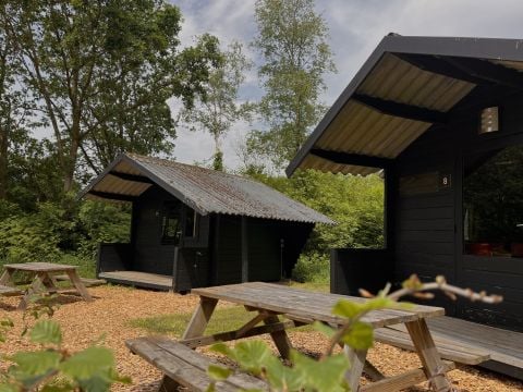 Tente en toile et en bois 4 personnes - Cabane en rondins