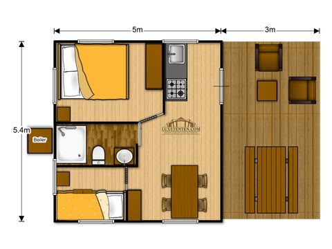 Tente en toile et en bois 4 personnes - Lodge Insolite 2 chambres