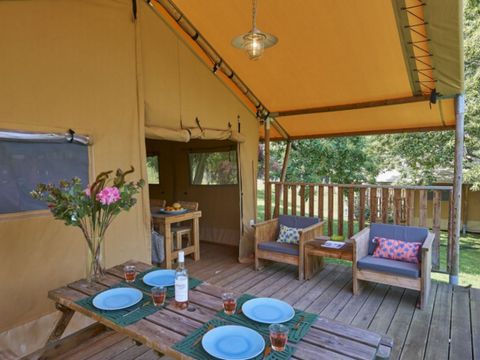 TENTE TOILE ET BOIS 5 personnes - Tente Safari 2ch 5 pers