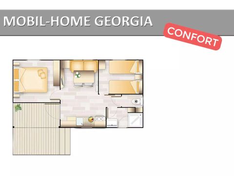MOBILHOME 4 personnes - Georgia Confort 3 Pièces 4 Personnes Climatisé + TV