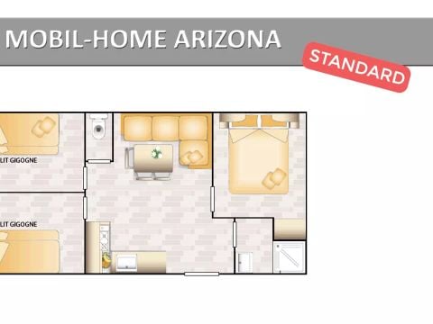MOBILHOME 6 personnes - Arizona 4 Pièces 6 Personnes Climatisé + TV