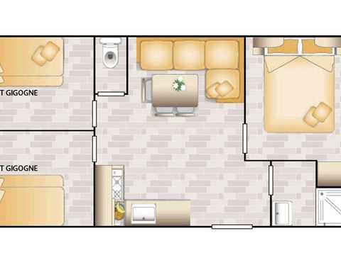 Mobilhome 6 personnes - ARIZONA STANDARD - 3 chambres - TV - CLIM