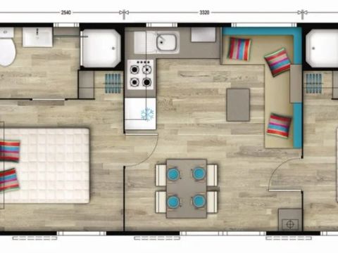 MOBILHOME 4 personnes - Premium | 2 Ch. | 4 Pers. | Terrasse surélevée | Clim. | TV