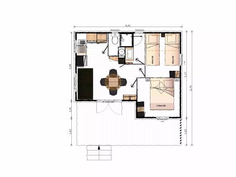 MOBILHOME 4 personnes - Cottage Bouleau 3 Pièces 4 Personnes