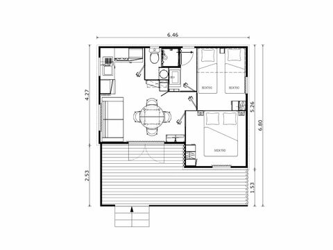 Mobilhome 4 personnes - Cottage Fougères - 26.5 m² - 2 chambres