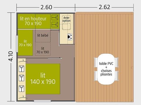 MOBILHOME 5 personnes - toilé TIT'HOME 2 chambres (sans sanitaires)