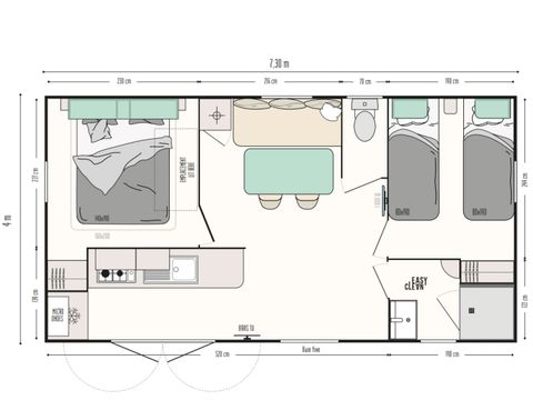 MOBILHOME 4 personnes - CONFORT - Riviera
