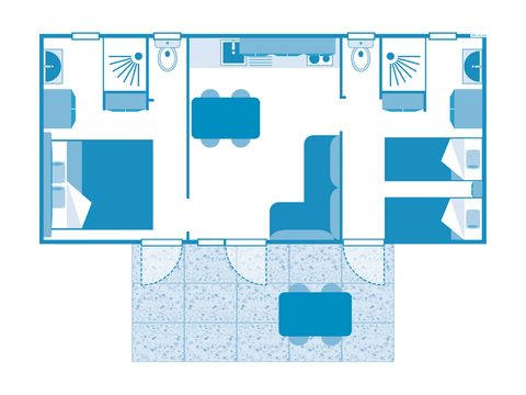 MOBILHOME 4 personnes - COTTAGE LUMINI 4p 2ch ****