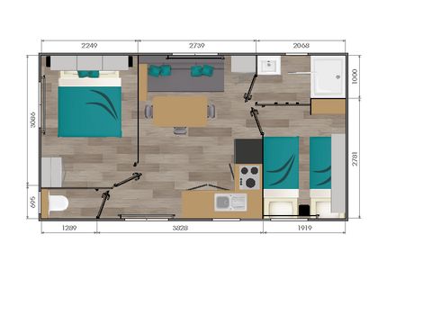 MOBILHOME 5 personnes - Cottage Opale  Vacances 2 Chambres  27m2 - Terrasse en bois