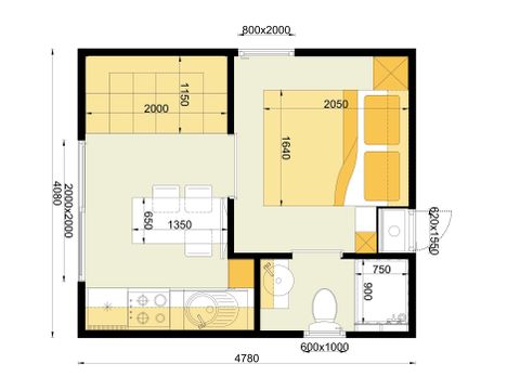 MOBILHOME 2 personnes - Comfort | 1 Ch. | 2 Pers. | Terrasse surélevée | Clim. | TV