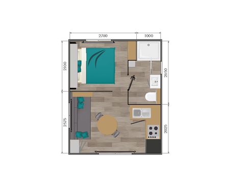 MOBILHOME 2 personnes - STANDARD 20m² 1 chambre - terrasse