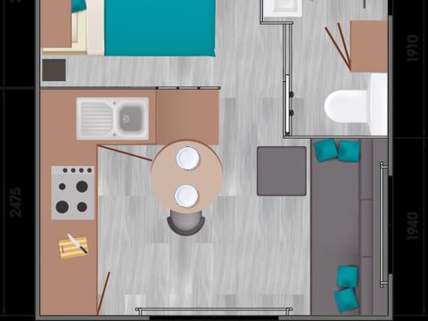 MOBILHOME 2 personnes - CONFORT 18m² 1 chambre - terrasse couverte