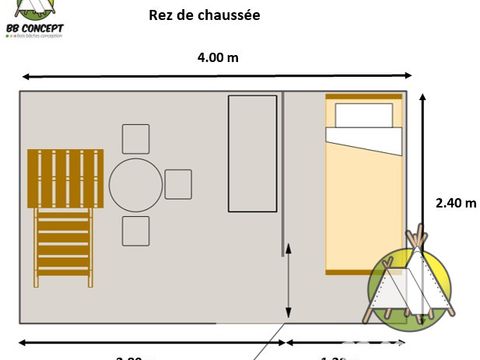 TENTE TOILE ET BOIS 3 personnes - Tente Bivouac 11m² 1chambre - sans sanitaire