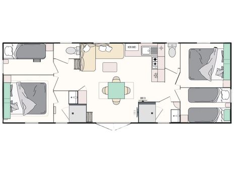 MOBILHOME 8 personnes - Cottage Rosa 8 pers 4 Ch 2 Sdb ****