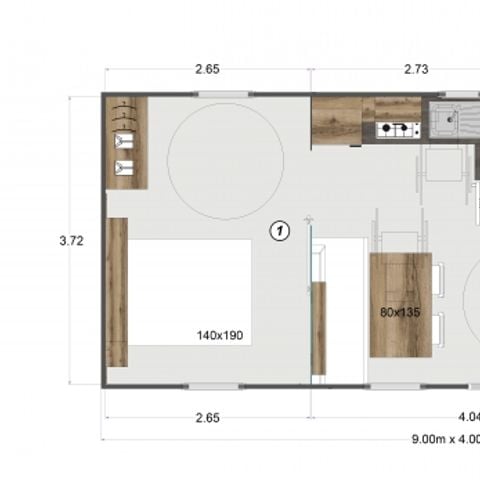 MOBILHOME 4 personas - Mobil-home PREMIUM - 33m² - 2 habitaciones + Aire acondicionado (PMR accesible)