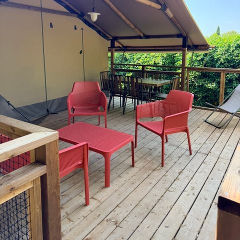 Tente en toile et en bois 5 personnes - Tente lodge tout confort
