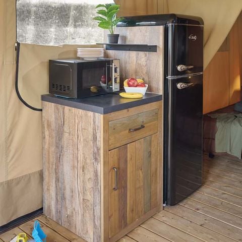 Tente en toile et en bois 5 personnes - Tente lodge tout confort