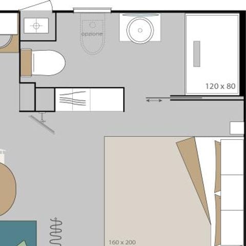 Mobilheim 3 Personen - Casamobile Green monolocale 3 posti letto