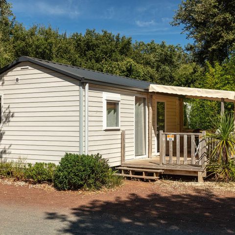 Bungalow 4 personen - Mobilheim | Comfort | 2 Zi. | 4 Pers. | Erhöhte Terrasse | Klimaanlage | TV