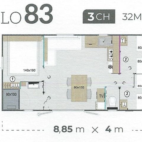 Mobile home 6 persons - 3 bedrooms