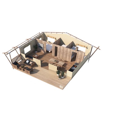 Tente en toile et en bois 5 personnes - Stardust 40