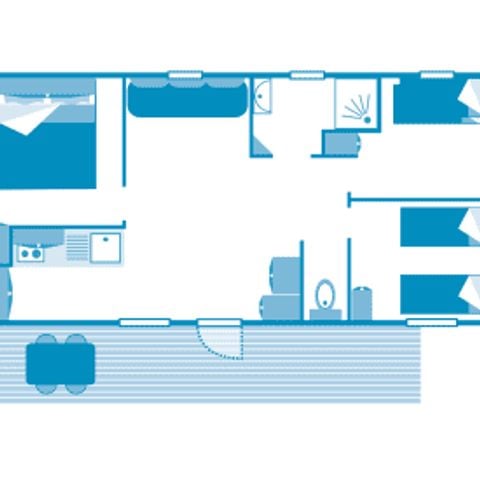 MOBILHOME 6 personnes - Cottage TROPICAL 6p 3 ch Clim ****