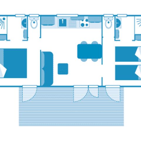 Stacaravan 4 personen - Cottage Cocoon 4p 2bed 2bad Clim Premium