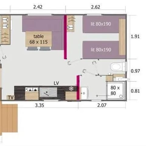 Mobilheim 4 Personen - Cottage Luberon premium